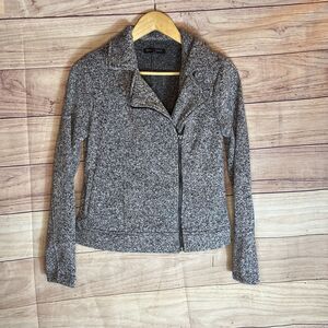 Banana Republic Womens Moto Jacket Black And white Sz Small Travel Zip Up Casual
